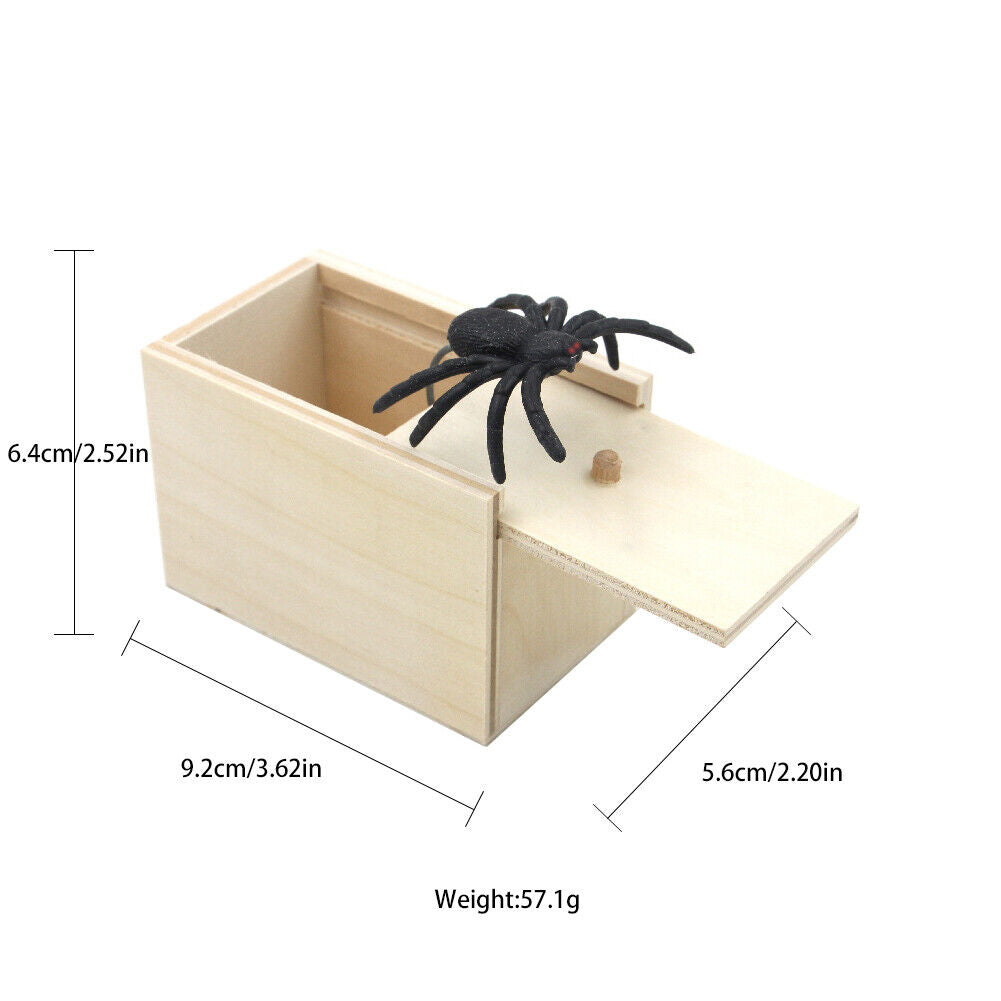 US 1-2 Pc Spider Scare Prank Box Handcrafted Novelty Present Wooden Surprise Box