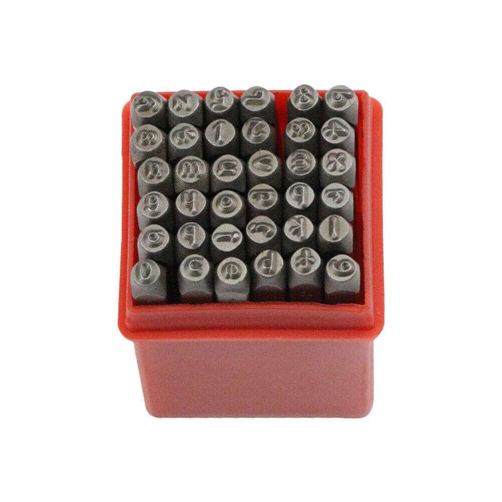 US 36 Piece 1/4" Steel Letter & Number Stamping Set Metal Stamp Alphabet Numeral