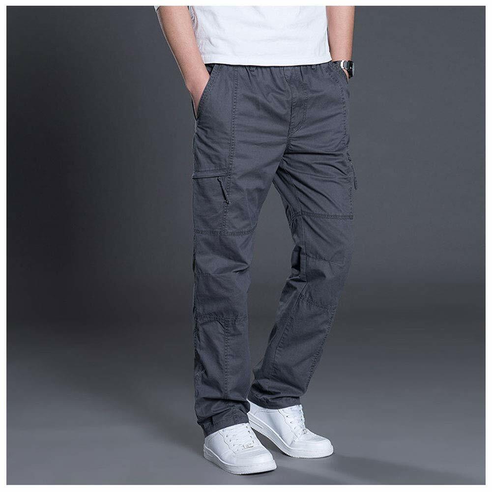 Men's Full Elastic Waist Loose Fit Pants Workwear Pull On Cargo Pants