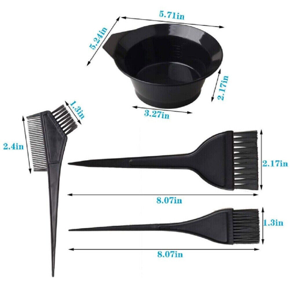 US 4/12/22 Pcs Hair Dye Coloring Brush Comb Set Mixing Bowl Salon Tint Tool Kit