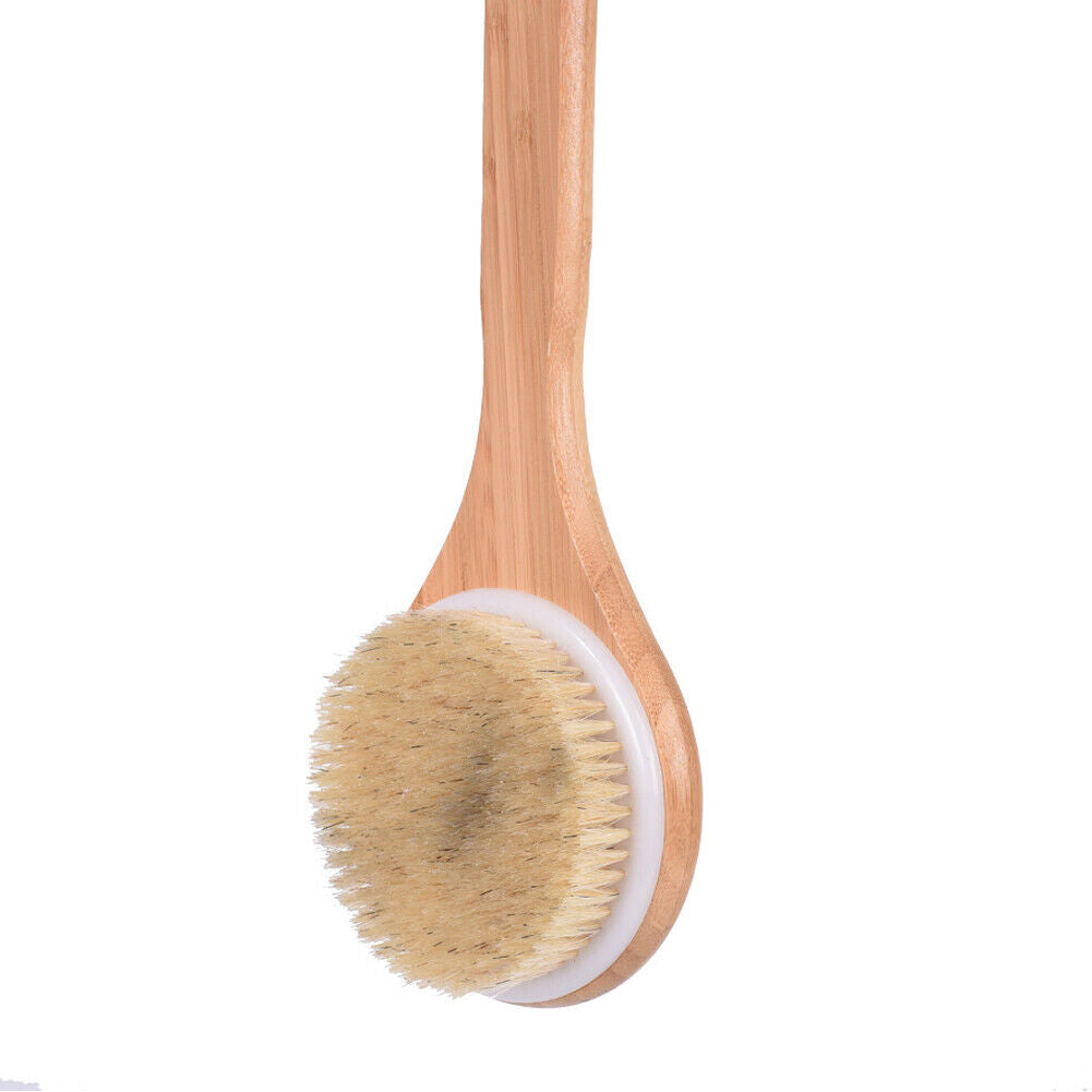 US 1-2 Natural Bristle Wooden Bath Shower Brush Spa Back Body Dry Skin Scrubber