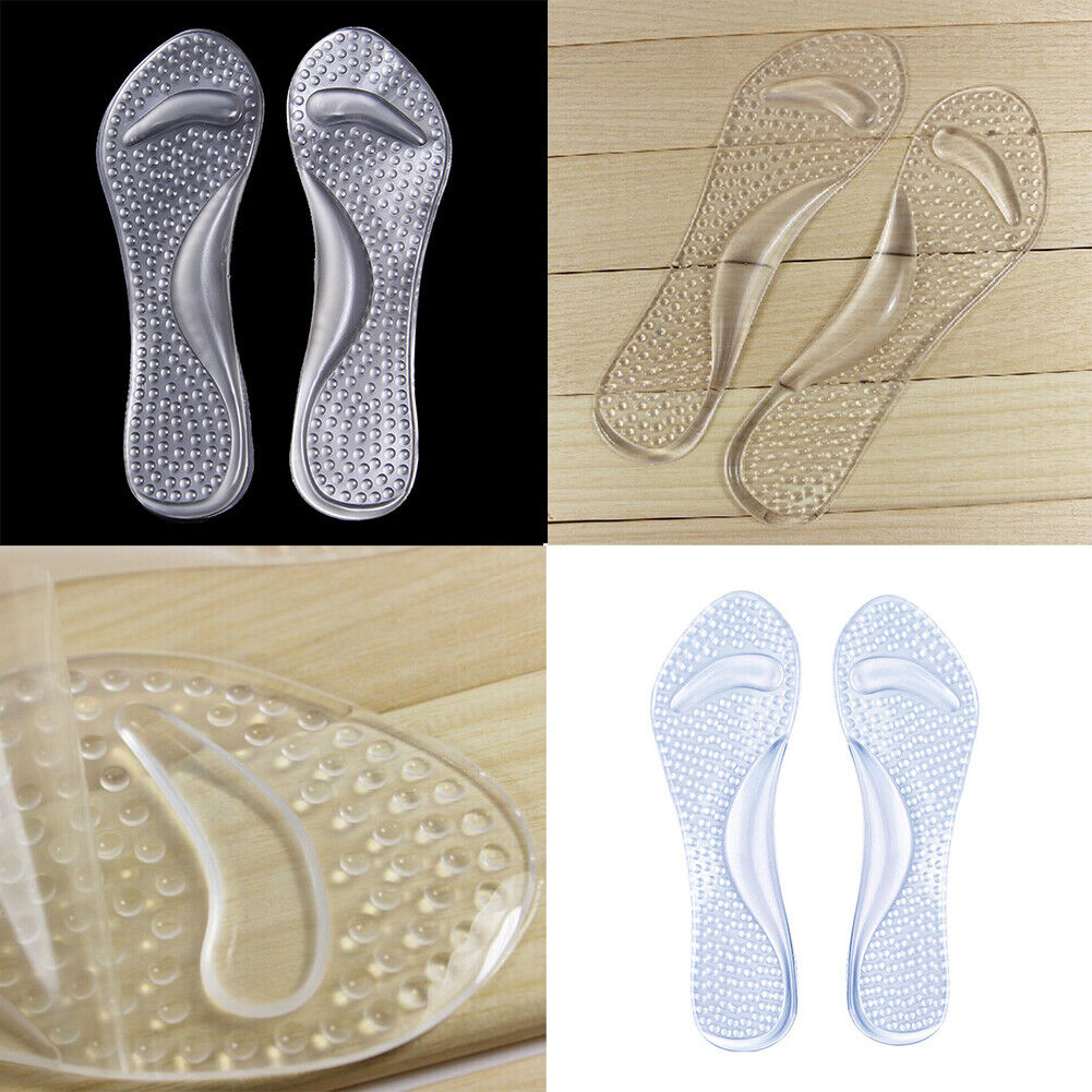 US 2-4 Pairs Massaging Silicon Gel Insoles Relief Pain High Arch Support Insole