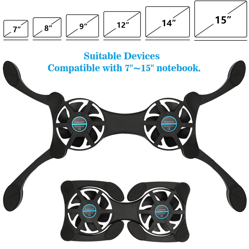 US 2-4 Pc Foldable Dual USB Fan Adjustable for Laptop PC Notebook Quite Cooler