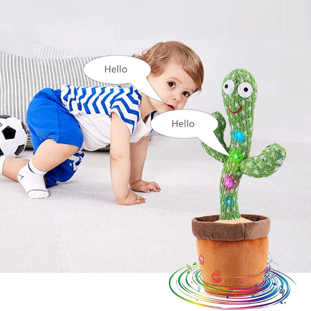 US 1-2 Pcs Tiktok Dancing Cactus Repeat Talking Plush Toy Singing Education Deco