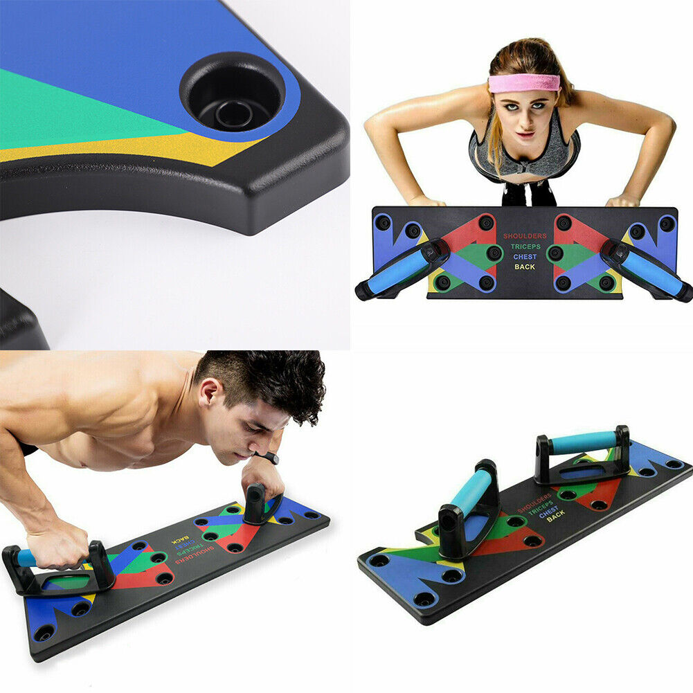 US 1-2 Pack 9 in 1 Push Up Rack Board System Fitness Workout Train Gym Exercise