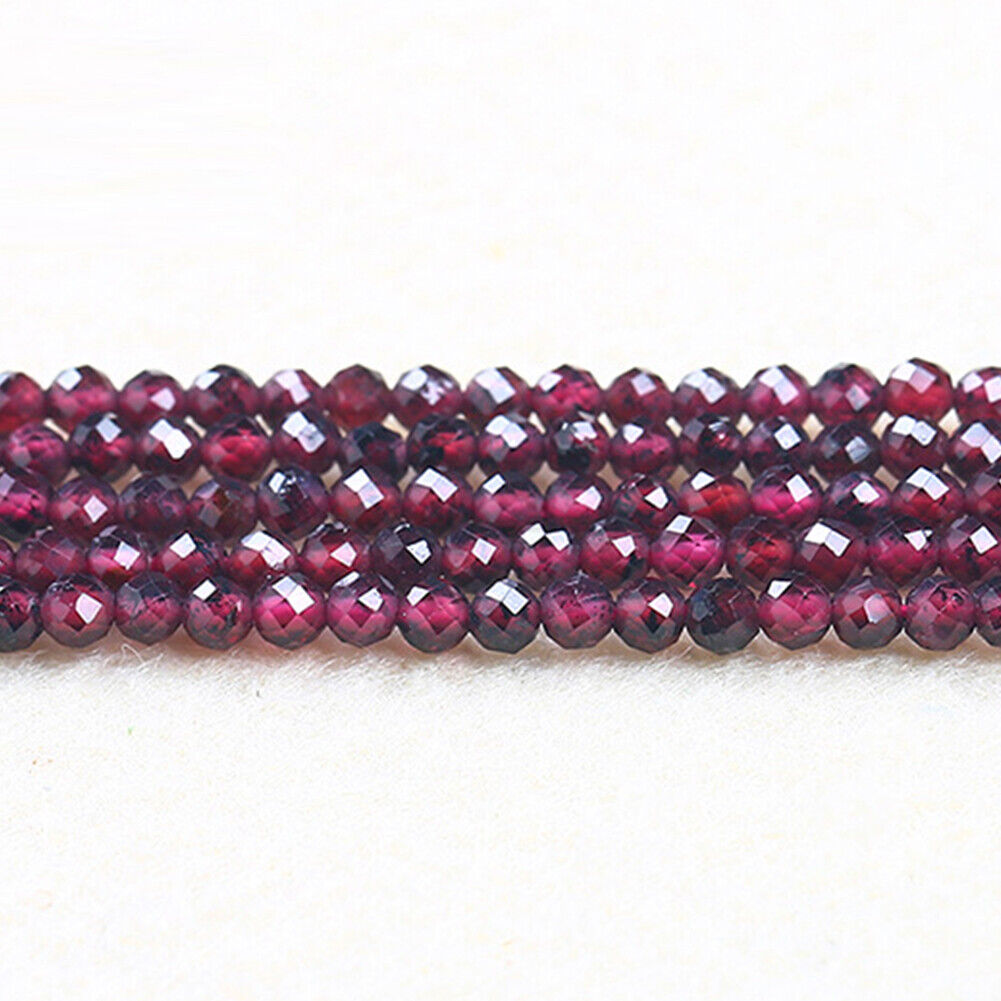 US Natural Garnet Faceted Round Smooth Beads 38cm/14.96'' Strand 2mm 3mm 4mm
