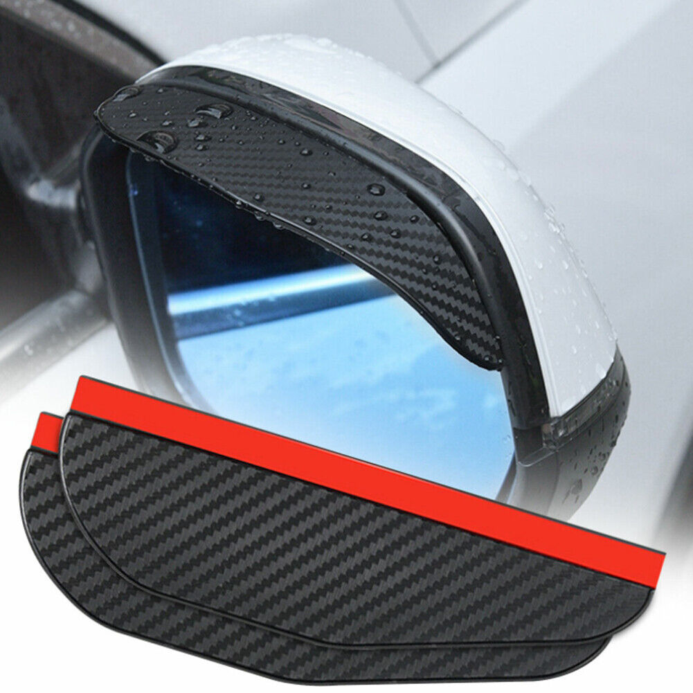 US 2-4 Rear View Side Mirror Rain Sun Visor Smoke Eyebrow Guard Carbon Fiber Car