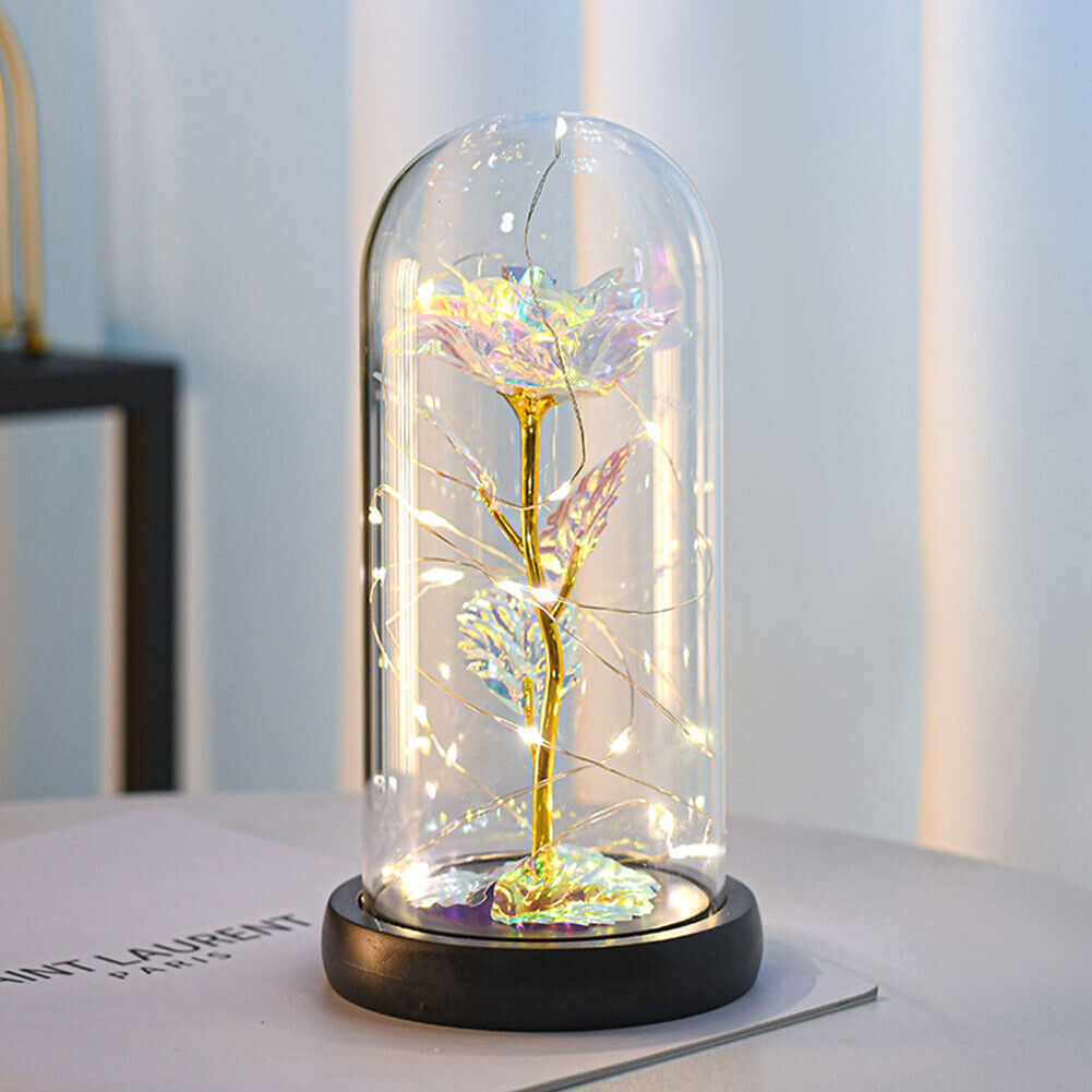 US Rose LED Light Glass Gifts for Wife Women Her Christmas Girlfriend Birthday