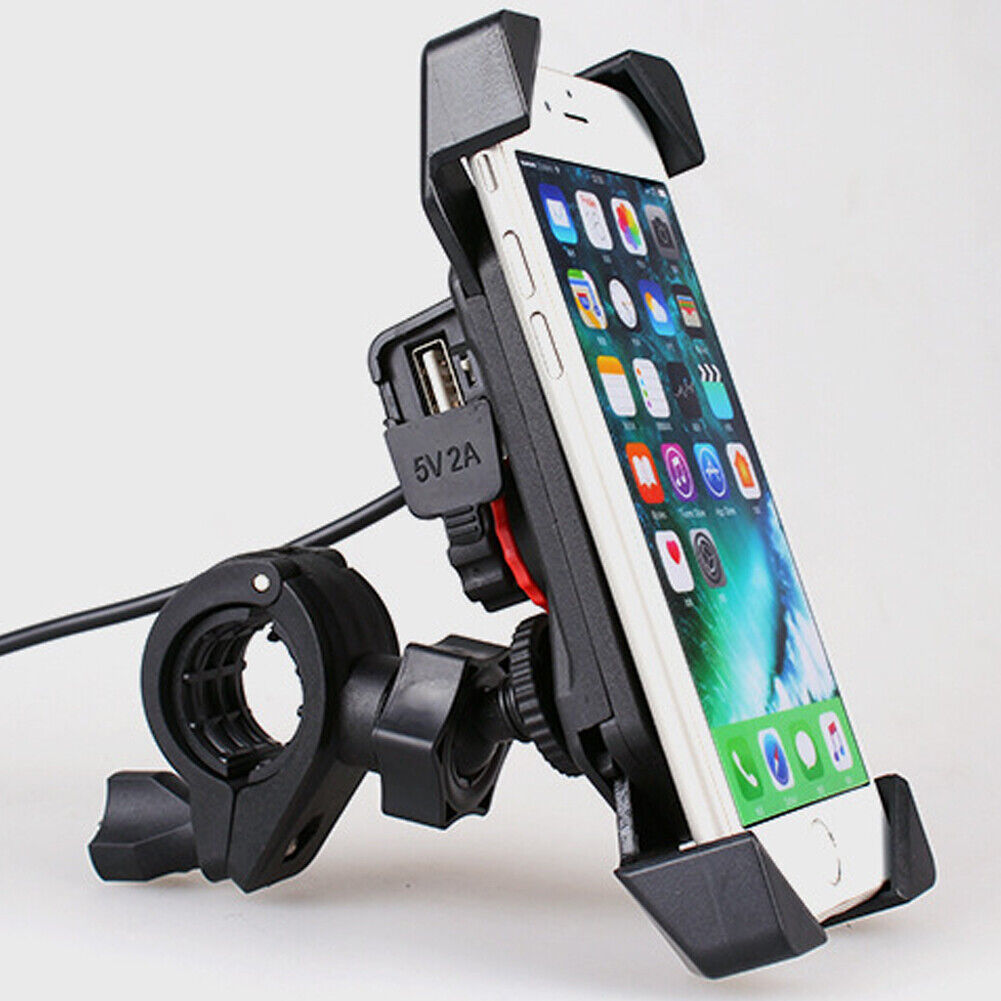 US Motorcycle Bike ATV Cell Phone GPS Handlebar Mirror Mount Holder USB Charger