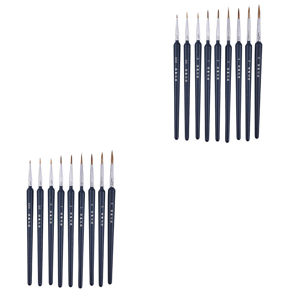 US 18-36  Pcs Miniature Paint Brush Weasel Hair Brush Fine Art Nail Oil Painting