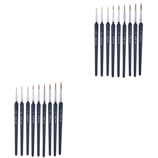 US 18-36  Pcs Miniature Paint Brush Weasel Hair Brush Fine Art Nail Oil Painting