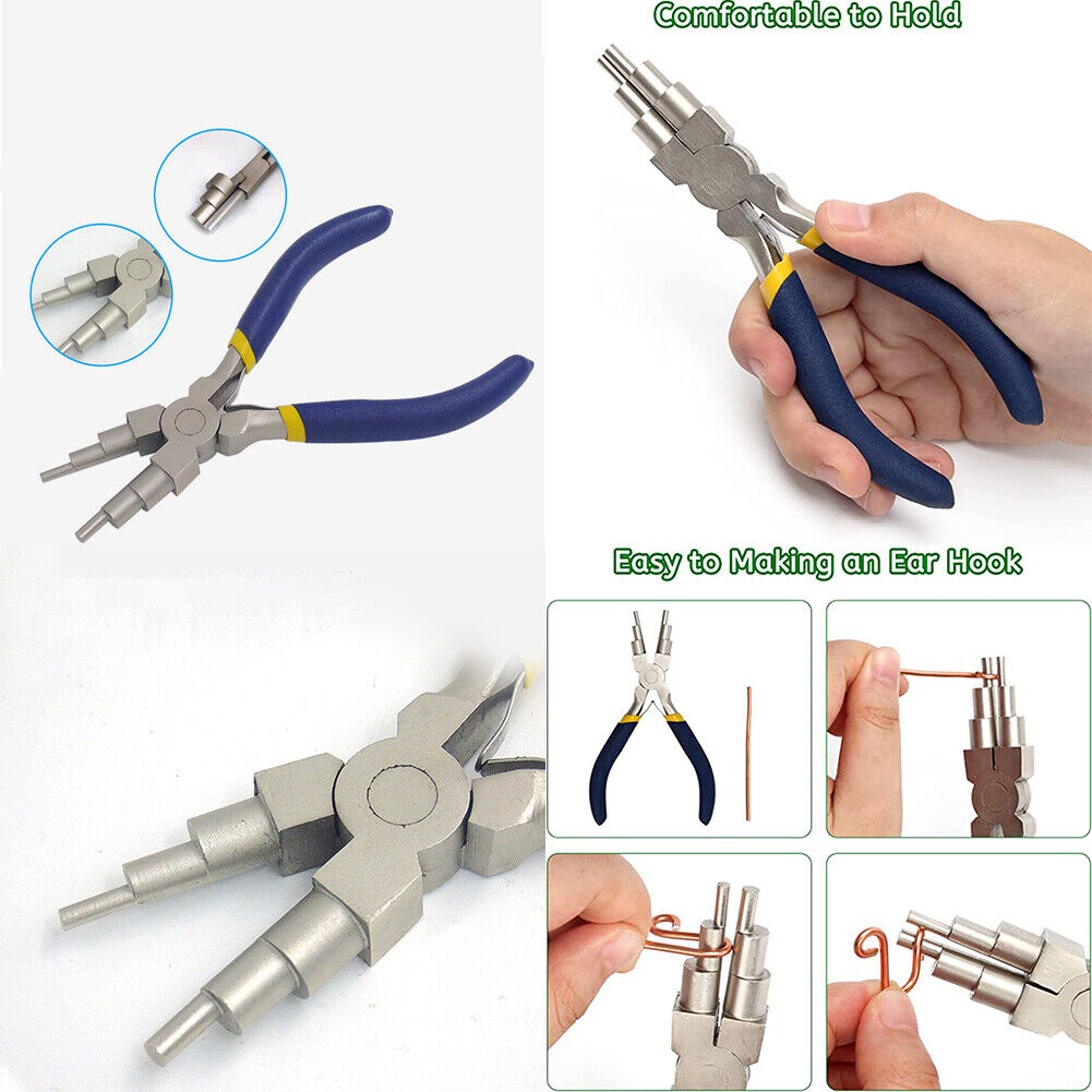 US 1-2 Stainless Steel  6-in-1 Bail Making DIY Crafts Wire Looping Forming Plier