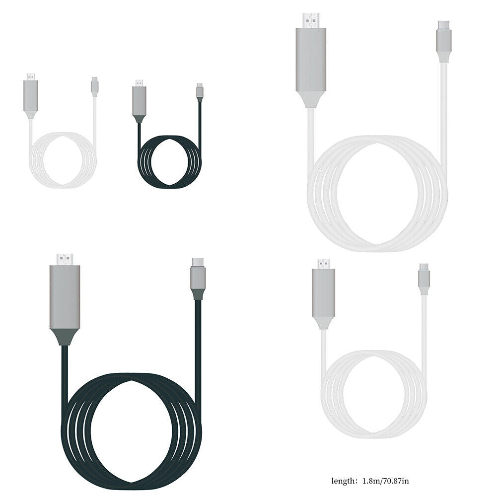 US 2 Pc USB-C Type C to HDMI 1080P HD TV Cable Adapter For Android Phones