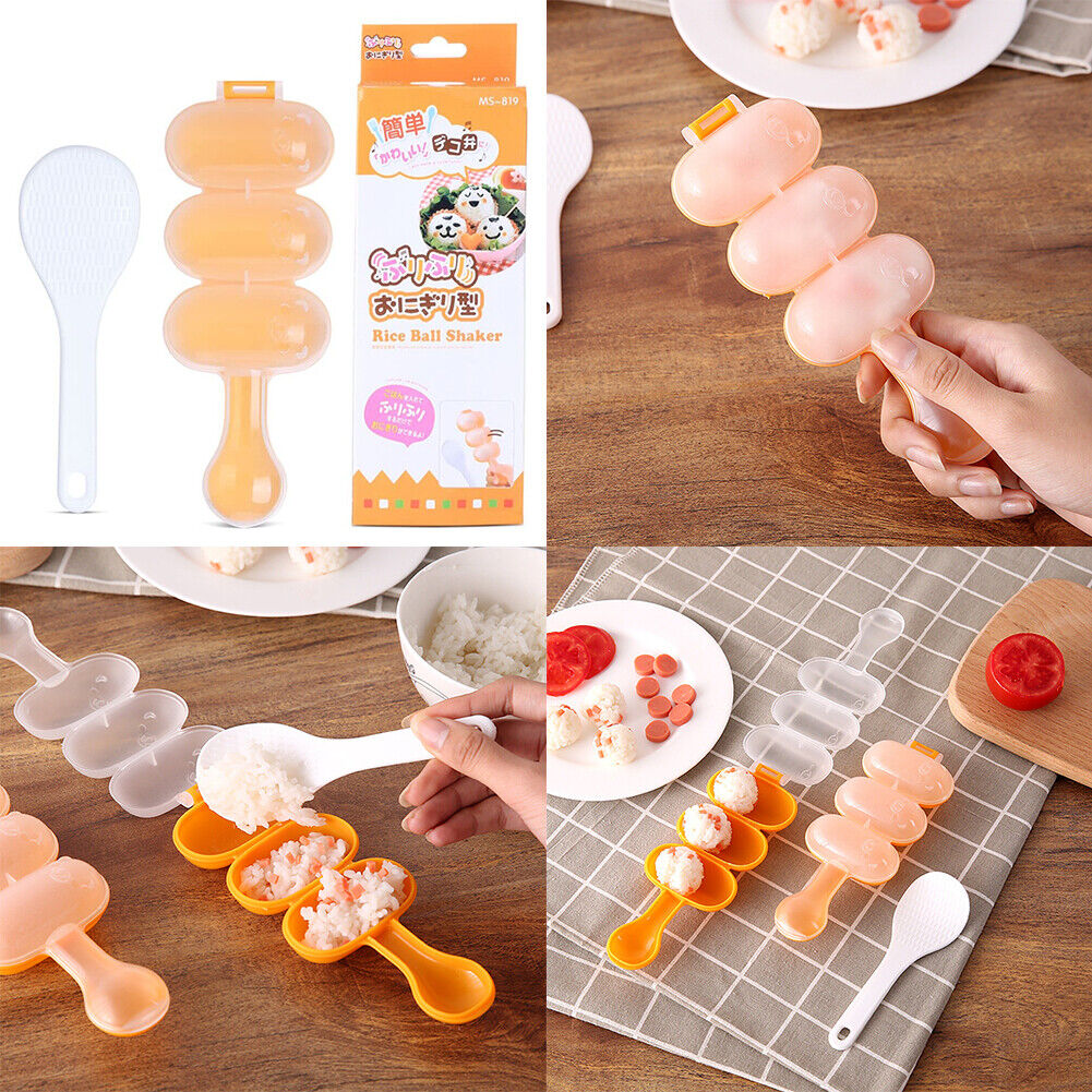 US 2-4 Pack DIY Rice Ball Mould with a Mini Paddle Rice Ball Lunch Maker Mold