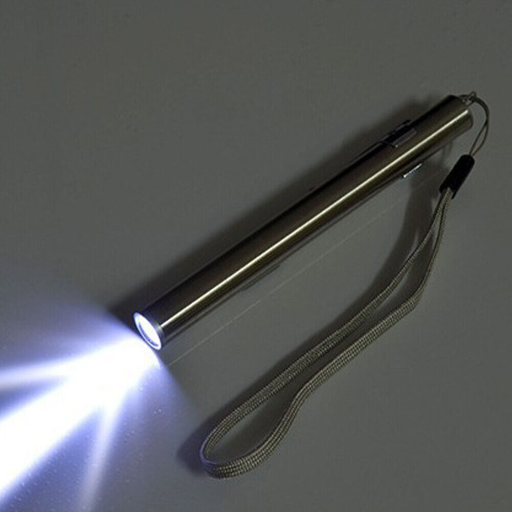 US 2-4Pc LED USB Stainless Steel Pen Light Rechargeable Mini Flashlight 500Lumen