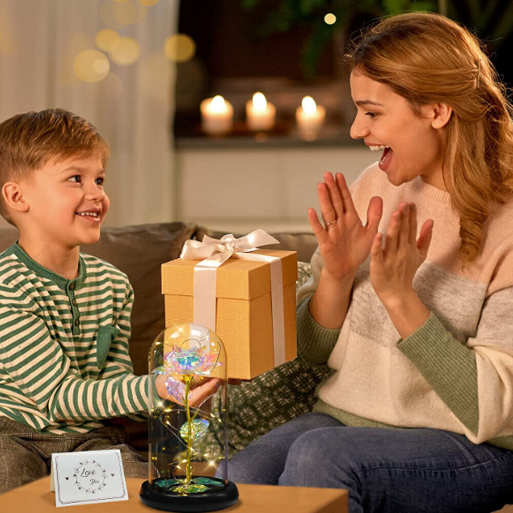 US Rose LED Light Glass Gifts for Wife Women Her Christmas Girlfriend Birthday