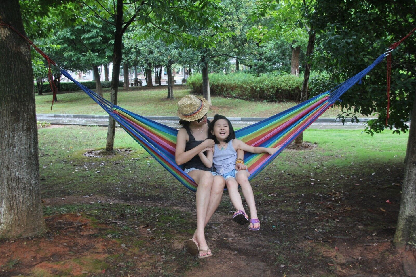 Double Layered Cotton Fabric Travel Camping Hammock,78.75''x31.5'', max 308 lbs