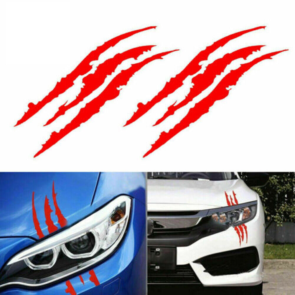 US 2-4Pc Monster Claw Mark Scratch Car Headlight Sticker Stripe Reflective Decal