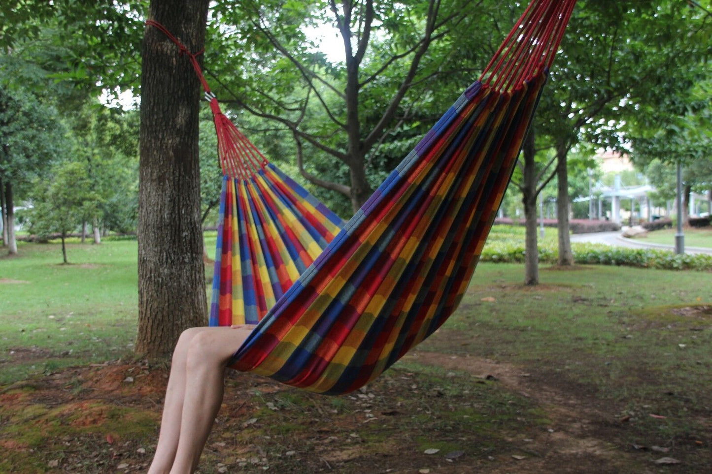Double Layered Cotton Fabric Travel Camping Hammock,78.75''x31.5'', max 308 lbs