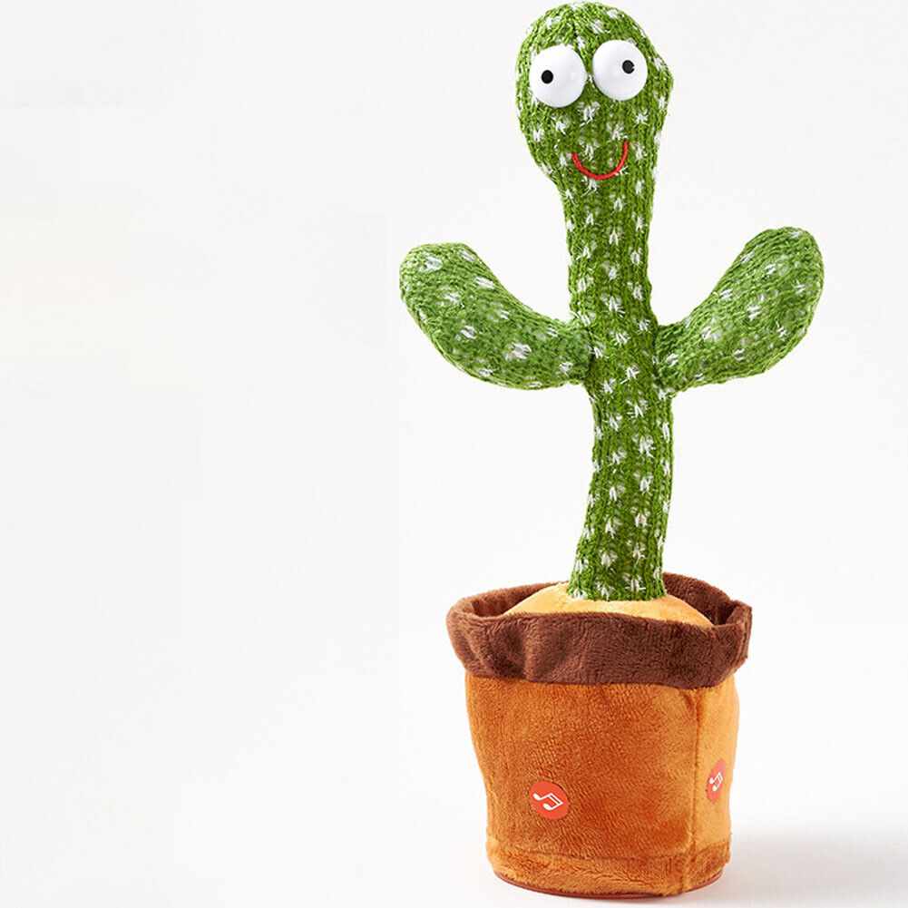 US 1-2 Pcs Tiktok Dancing Cactus Repeat Talking Plush Toy Singing Education Deco