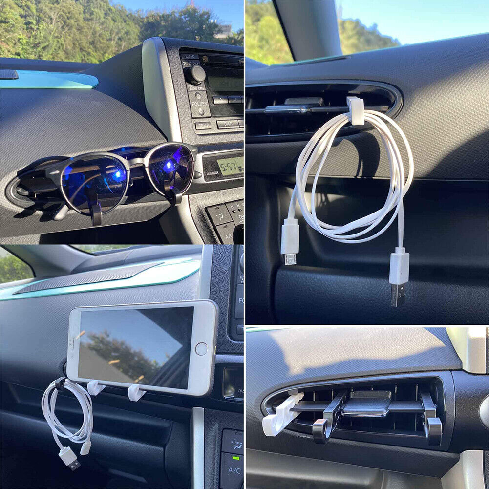 US 20Pc Car Air Vent Holder Mobile Earphone Cable Winder Sunglasses Glasses Hook