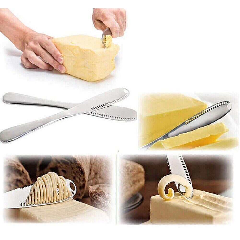 US 4-8 Pack Butter Spreader 3-in-1 Butter Curler Knife Kitchen Stainless Steel