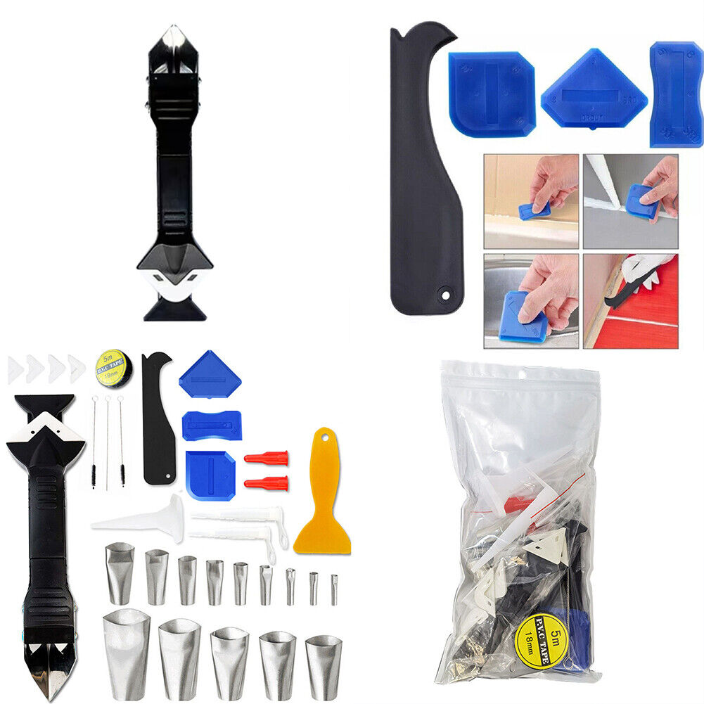 US 1-2 Set of 35 Pcs Caulking Tool Kit Stainless Steel Sealant Caulk Nozzle Kit