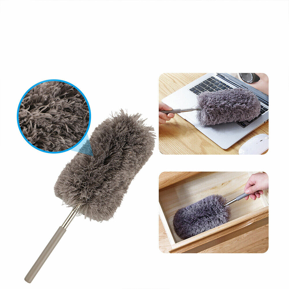 US 1-2 Pcs Adjustable Microfiber Feather Duster Extend Brush Household Cleaning