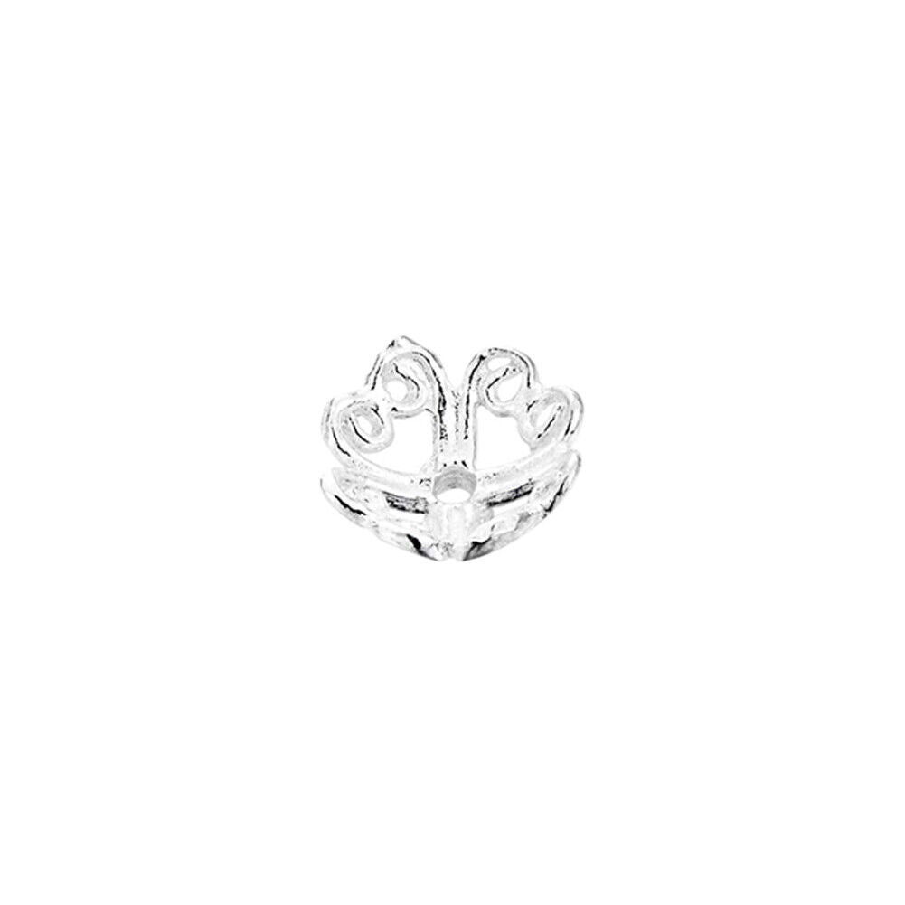 US 10Pc 925 Sterling Silver Heart Filigree Flower Shape Bead Cap Jewelry Making