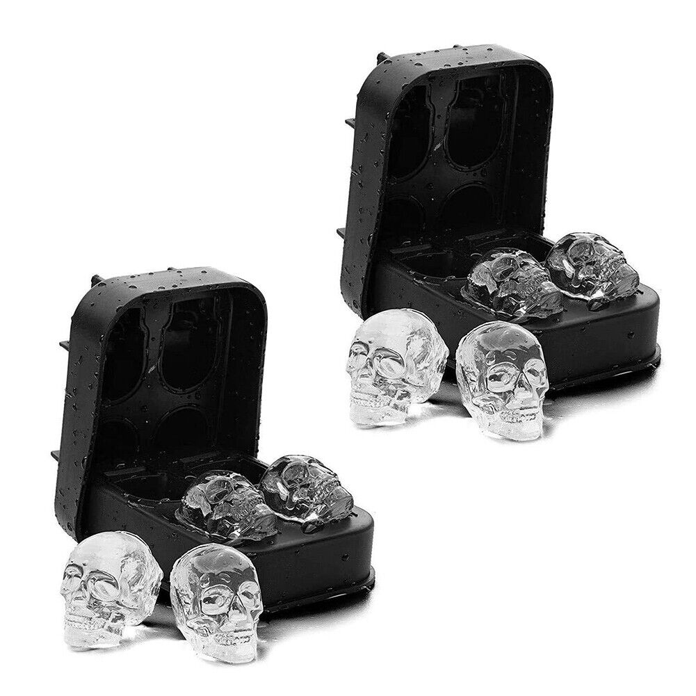 US 2-4 Pcs Shaped 3D Skull Ice Cube Mold Tray Stackable Silicone Ball Mold Party