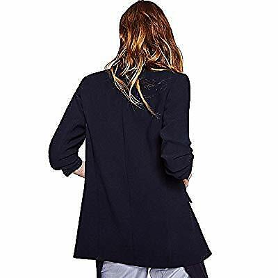 MFrannie Womens Solid Open Front Shirring 3/4 Sleeve Work Blazer