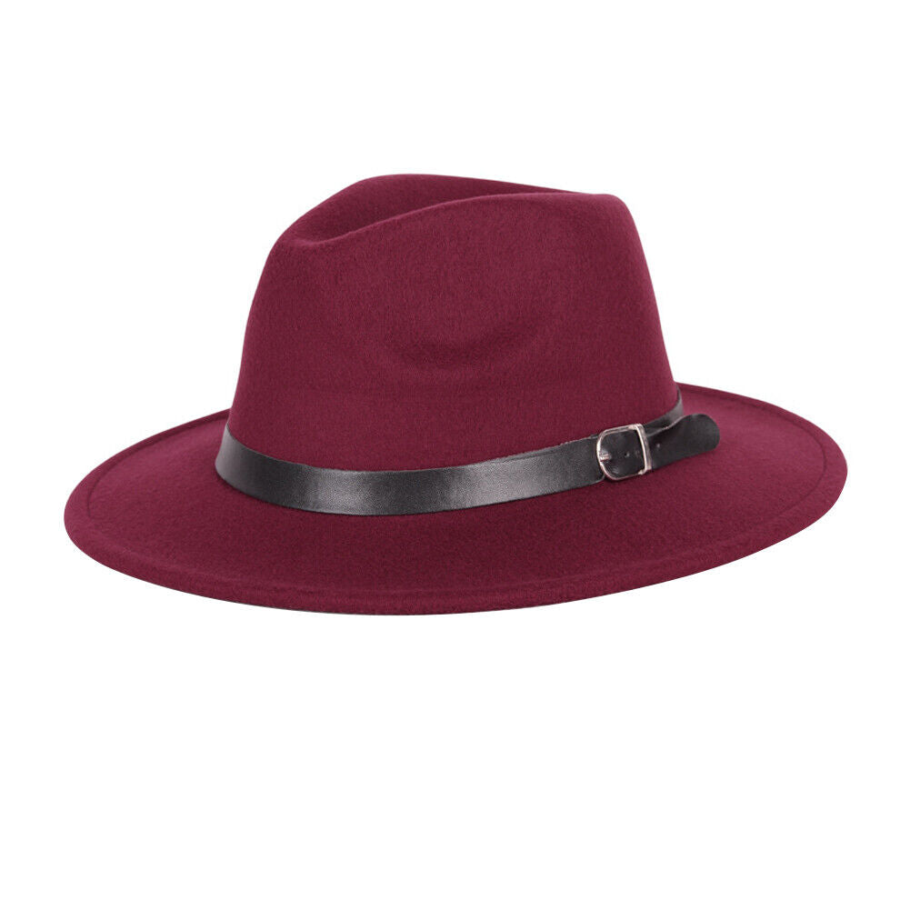 US 1-2 Pcs Wide Brim Fedora Hat Water Resistant Leather Band Winter Fall Western