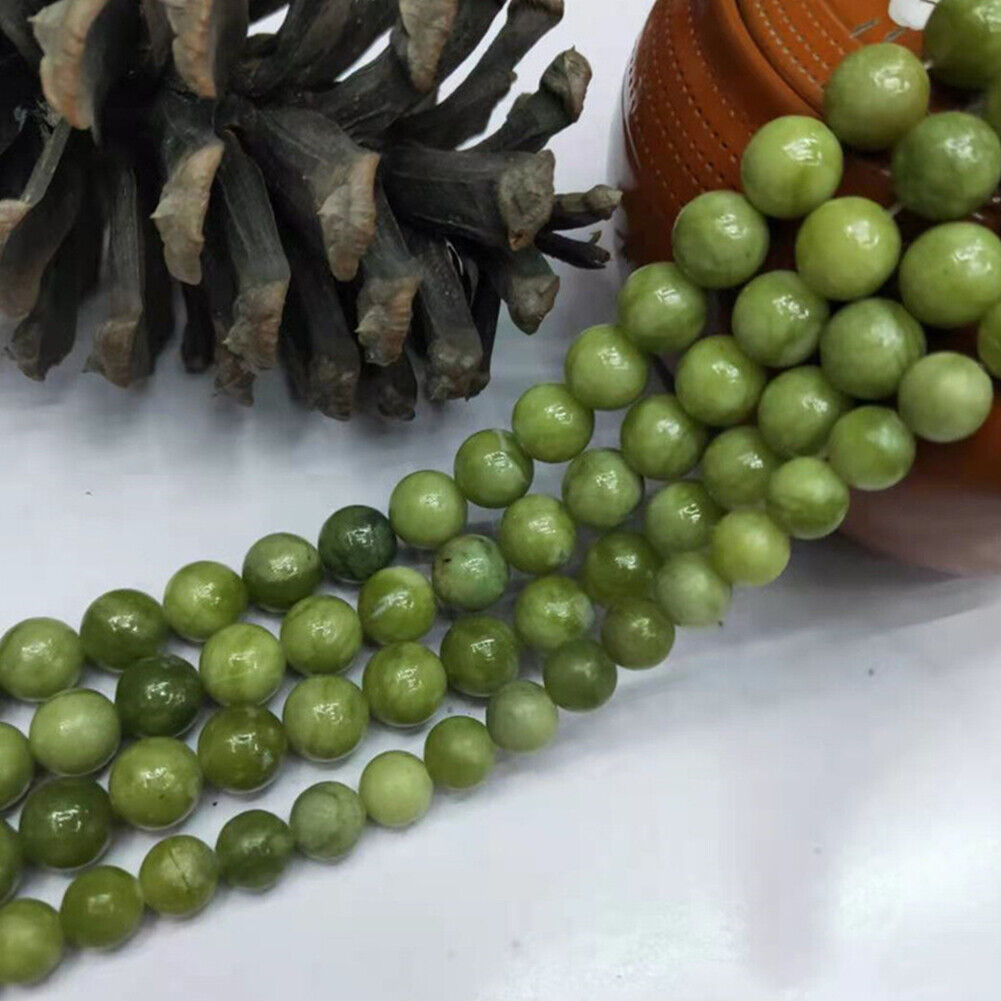 US 6/8/10MM Natural Stone Green Jade Peridot Round Loose Beads For DIY Jewelry