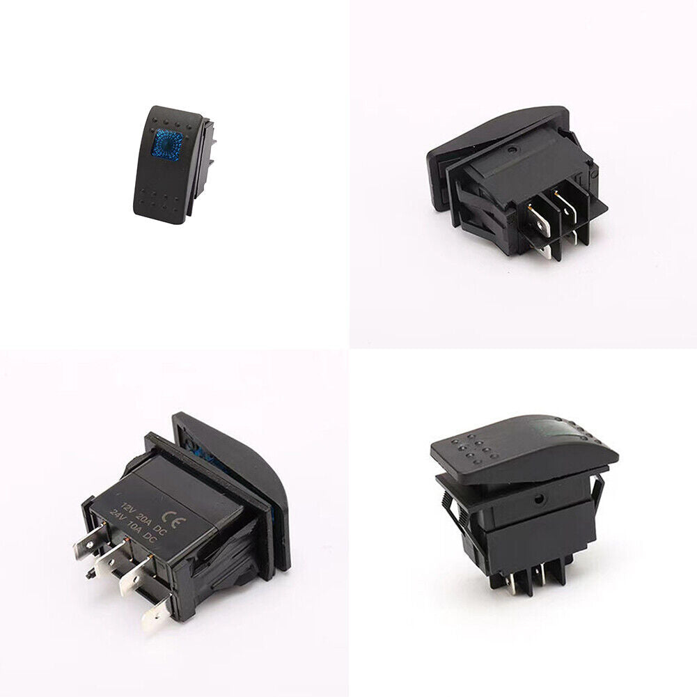 US 10Pc SPST ON-OFF 4PIN 4P Blue LED Waterproof Marine Boat Car Rocker Switch12V