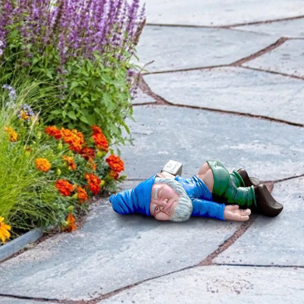 US 2 Pc Drunk Dwarf Garden Gnome Decoration Ornament Decor Yard Patio Lawn