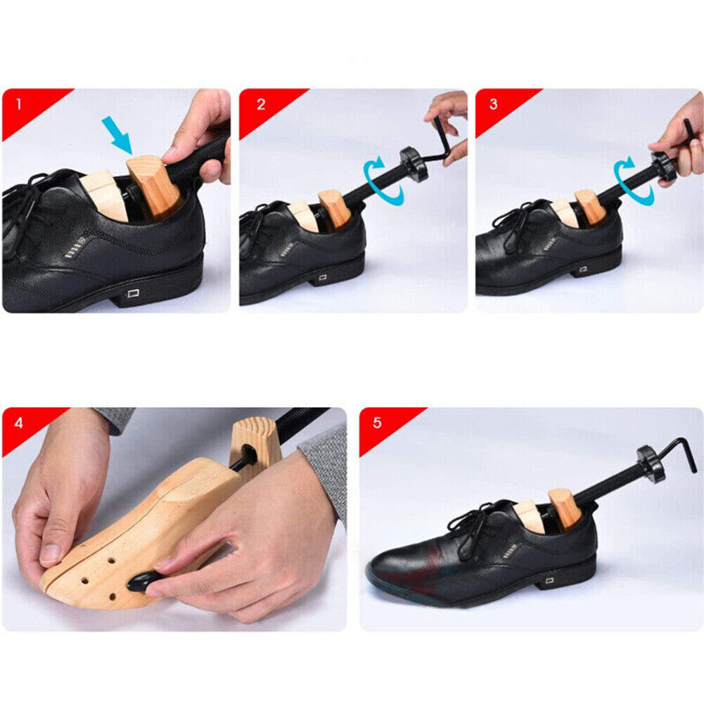 US 1-2 Pc Two Way Solid Wooden Adjustable Shoe Stretcher Expander Boot Size 5-13