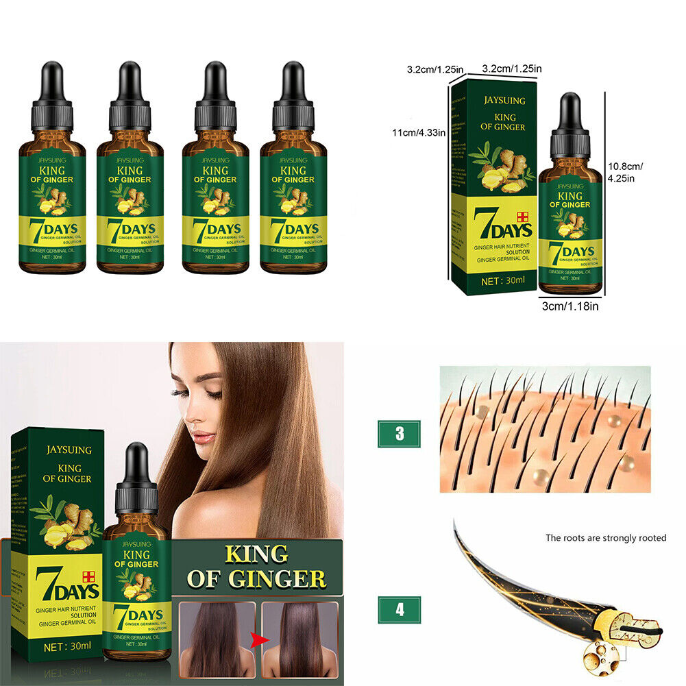 US 4-8 Pack Ginger Hair Growth Serum Germinal Oil Regrow 7 Days Loss Treatment
