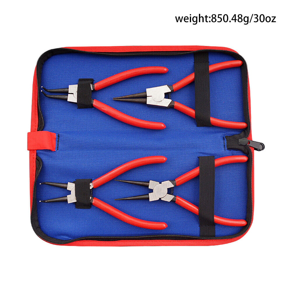 US Heavy Duty 7" Circlip Plier Snap Ring Plier External Internal Kit w/ Pouch