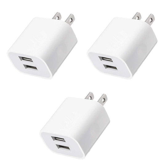 US 3-6 Pcs USB Charger Adapter Dual Port Power Adapter High-Speed Data Sync Wall