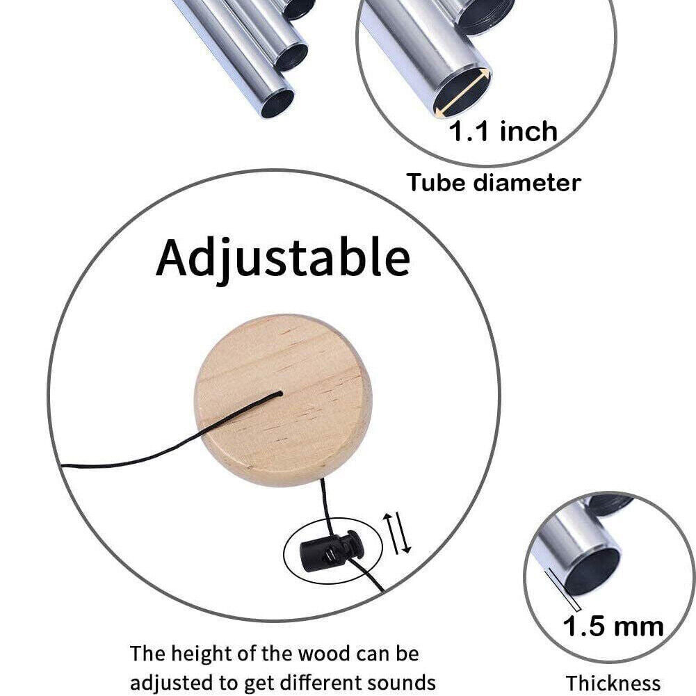 US 2-4 Pcs 25.6 Inch Wind Chime Outdoor Sympathy Chapel Bells Wood 6 Tuned Tubes