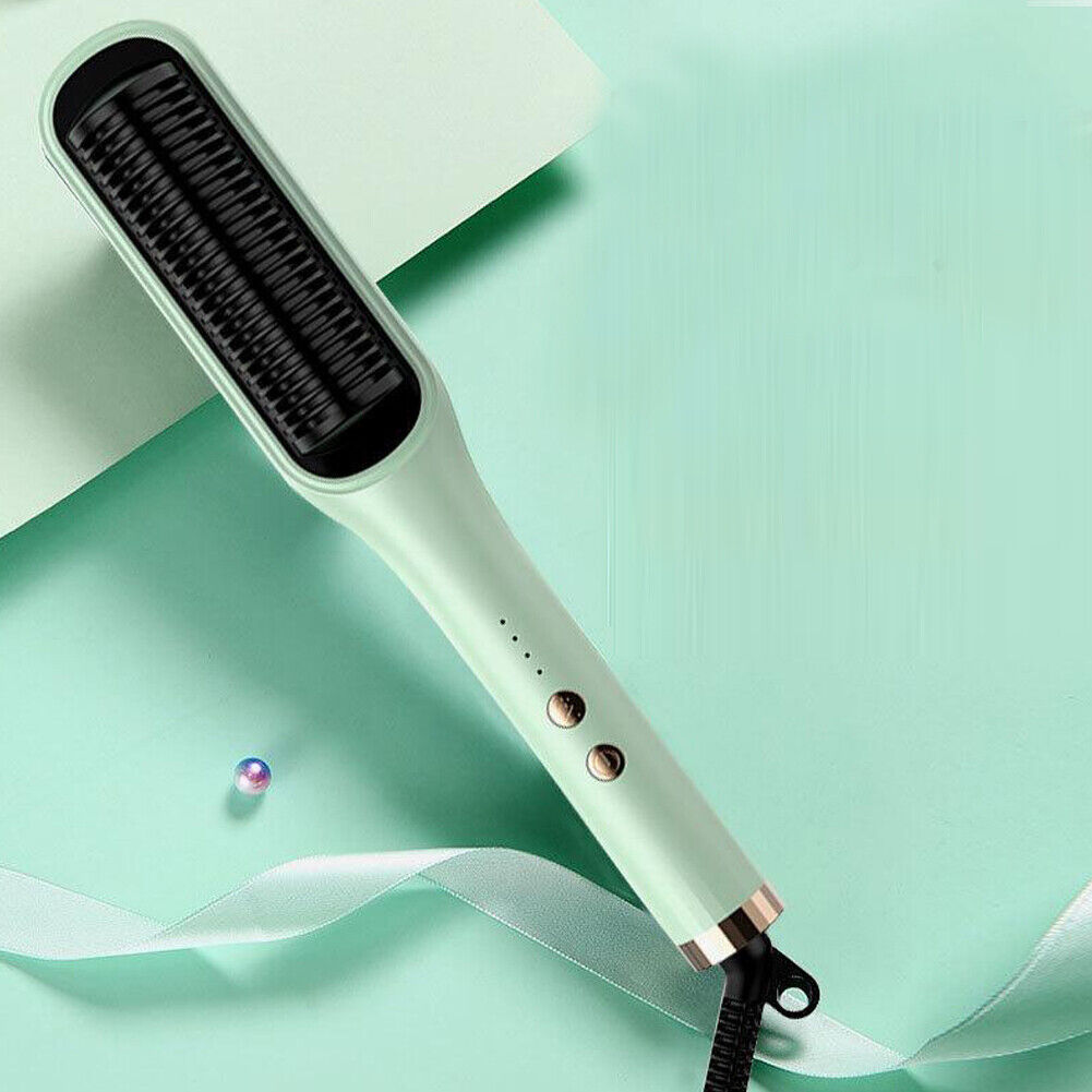 US Hair Straightener Comb Pro Electric Beard Straightening Heat Hot Comb Press