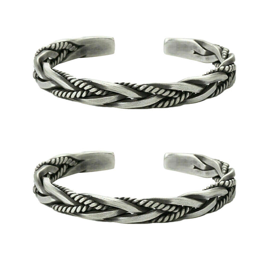 US 2-4 Pcs 925 Sterling Silver Bracelet Open Handmade Vintage Twist Cuff