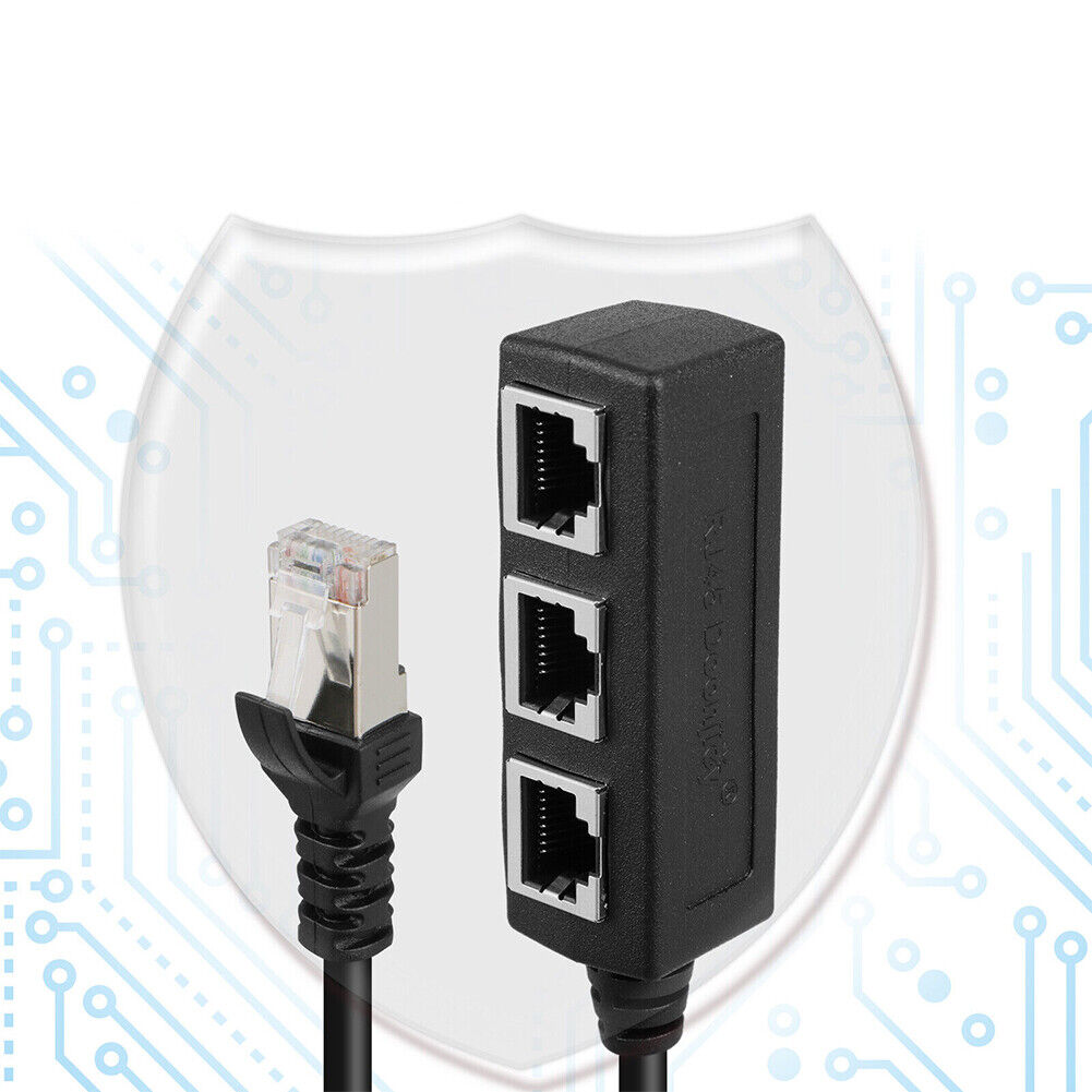US 1-2 Pack RJ45 Cable Splitter Ethernet Adapter 1 To 3 Port LAN Network Plug