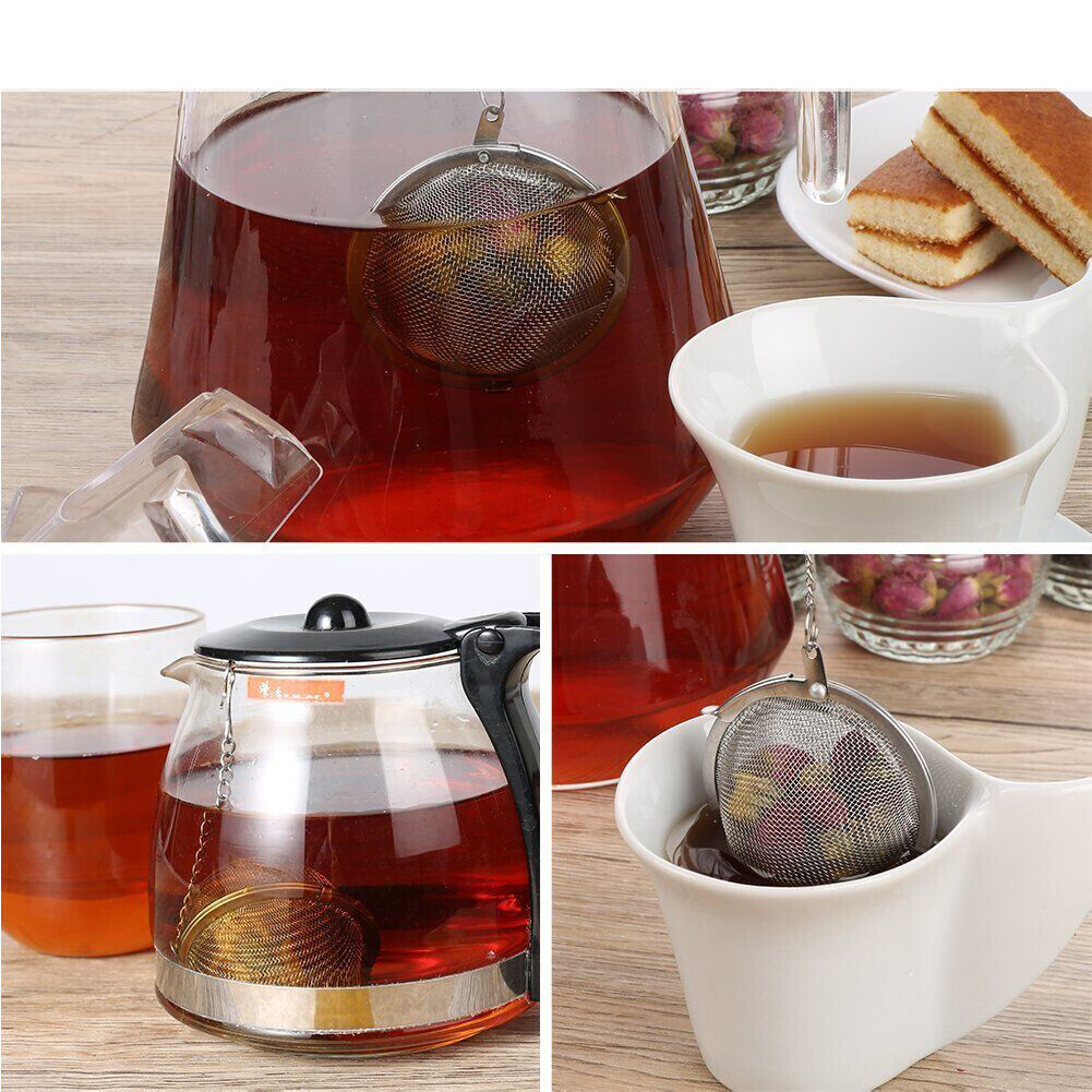 US 1-2 Pc Stainless Steel Mesh Tea Ball Strainer Diffuser Steeper Lock Filtering