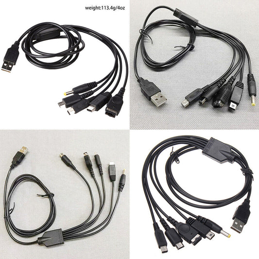 US 2-4Pc 5-in-1 USB Cable Nintendo 3DS, GBA SP, DS, DS Lite, DSi, 3DS XL, 2DS XL