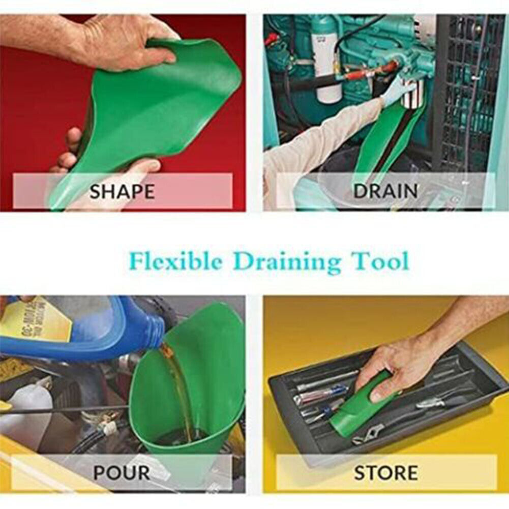 US 2-4 Pc 19.68''x7.87'' Funnel Oil Draining Tool Foldable Filter Reusable Drain