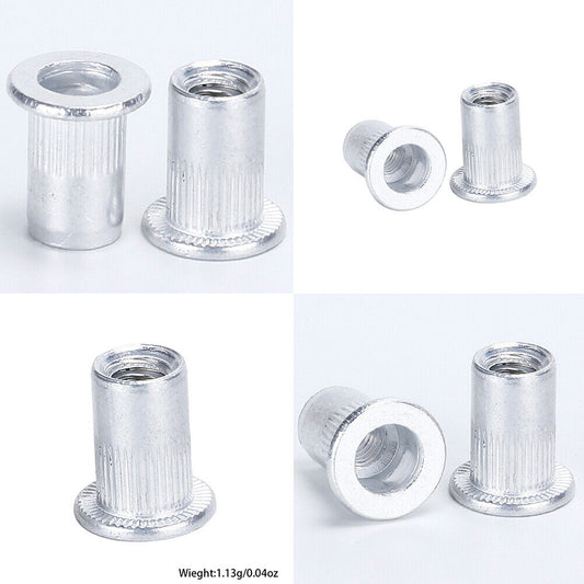 US 100-200 Pack 1/4-20 Aluminum Flange Nutserts Rivet Nut Rivnut Nutsert
