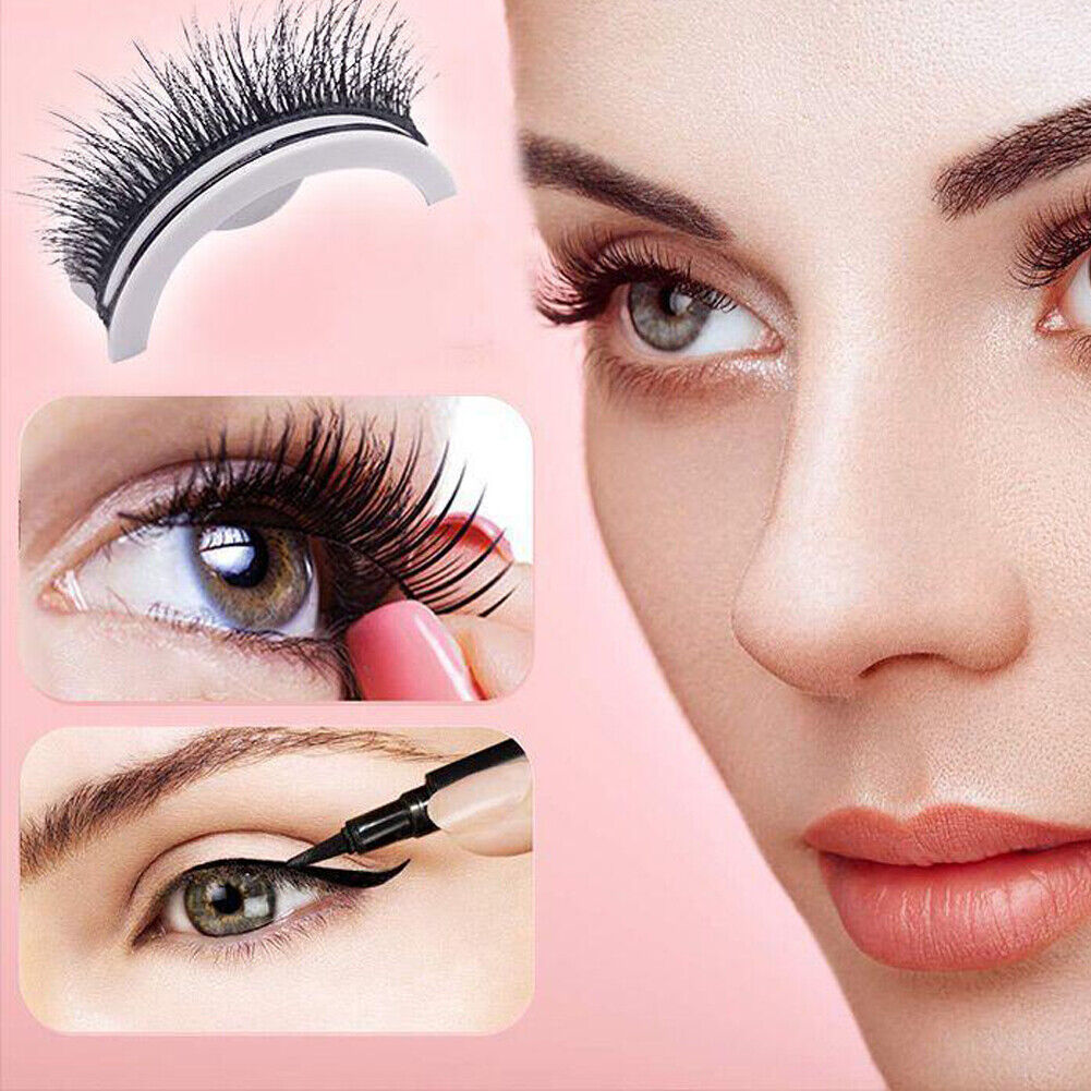 US 2-4 Pc Reusable 100% Real Mink 3D False Eyelashes Self Adhesive Nature Long