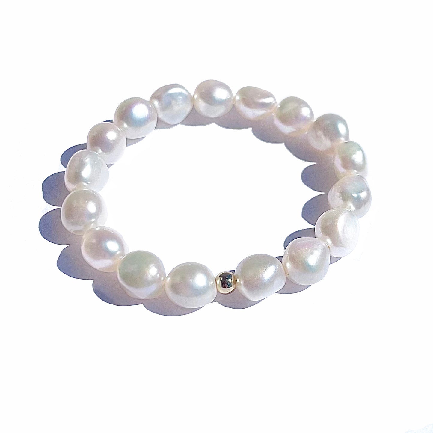 Magik Custom Personalized Cultured Freshwater Baroque Pearl Stretch Elastic Bracelet Gift for Women Girls