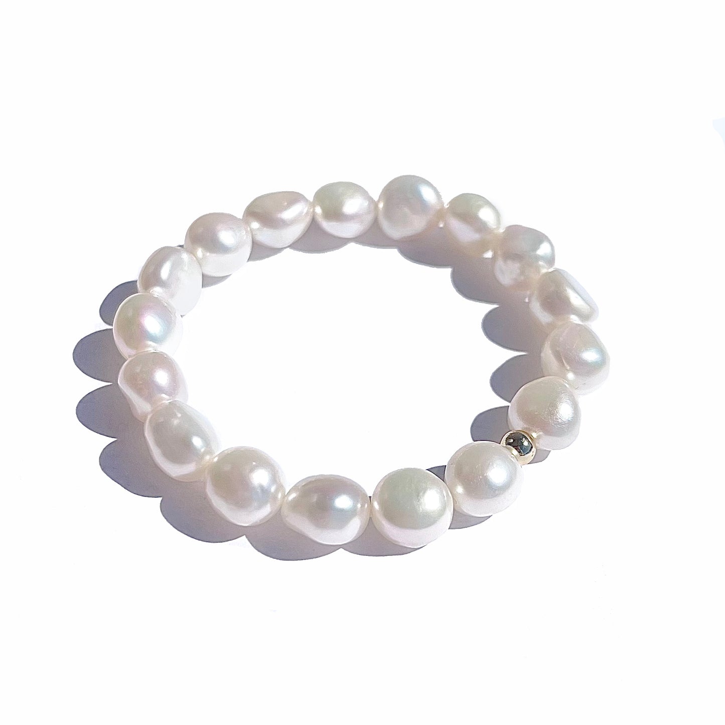 Magik Custom Personalized Cultured Freshwater Baroque Pearl Stretch Elastic Bracelet Gift for Women Girls